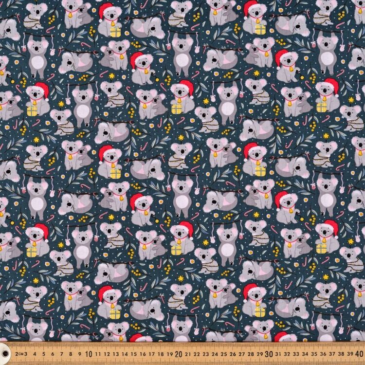 Aussie Christmas Koalas Printed 112 cm Cotton Fabric