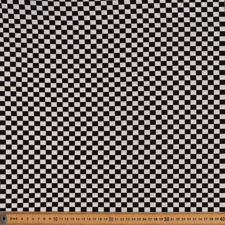 Monochromatic Checkerboard Printed 148 cm Georgette Shirting Fabric