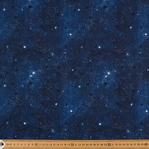 Night Sky Celestial Galaxy Printed 112 cm Cotton Fabric Navy 112 cm