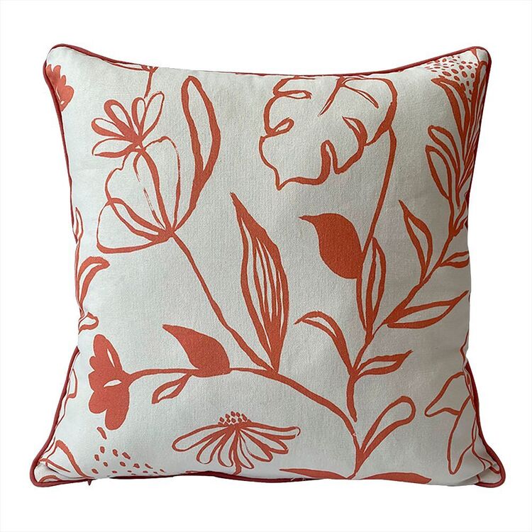 Ombre Home Sunshine Daze Fleur Patterned Cushion Burnt Orange 45 x 45 cm