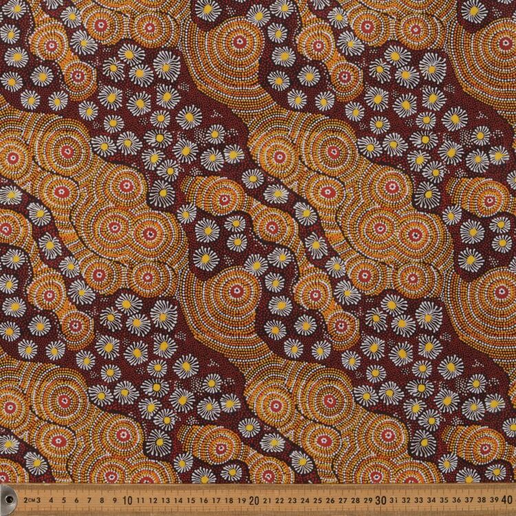 Balarinji Maureen Hudson Nampijinpa Bush Onion Dreaming Printed 112 cm Cotton Fabric Multicoloured 112 cm