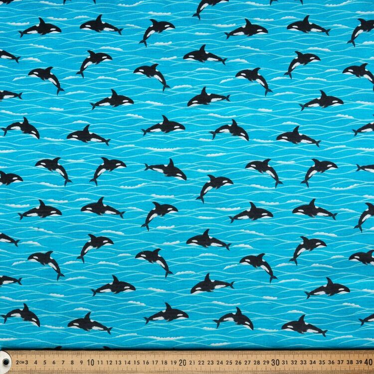 Katherine Quinn Sea Life Killer Whales Printed 112 cm Cotton Fabric