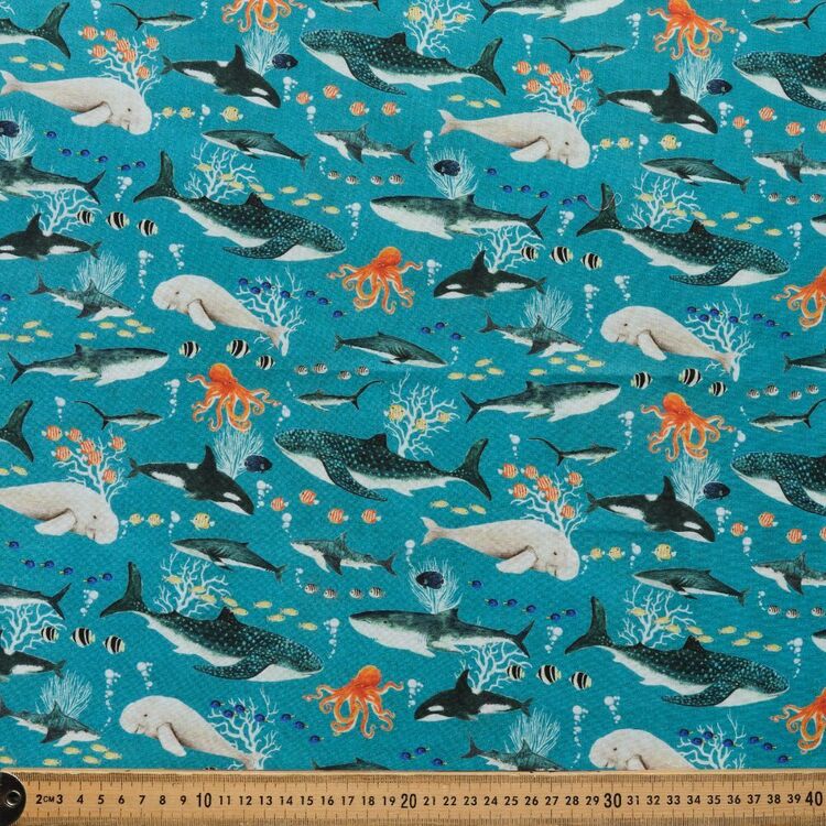 Katherine Quinn Sea Life Sea Mammals Printed 112 cm Cotton Fabric