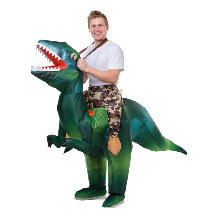 Spartys Inflatable Dino Ride On Adult Costume Green