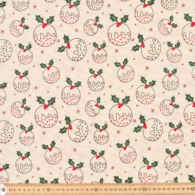 Calico Patterned Puddings 90 cm Cotton Fabric Natural & Multicoloured
