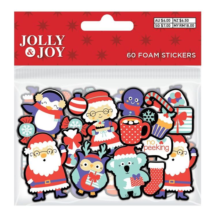 Jolly & Joy Koala Christmas Foam Stickers 60 Pack
