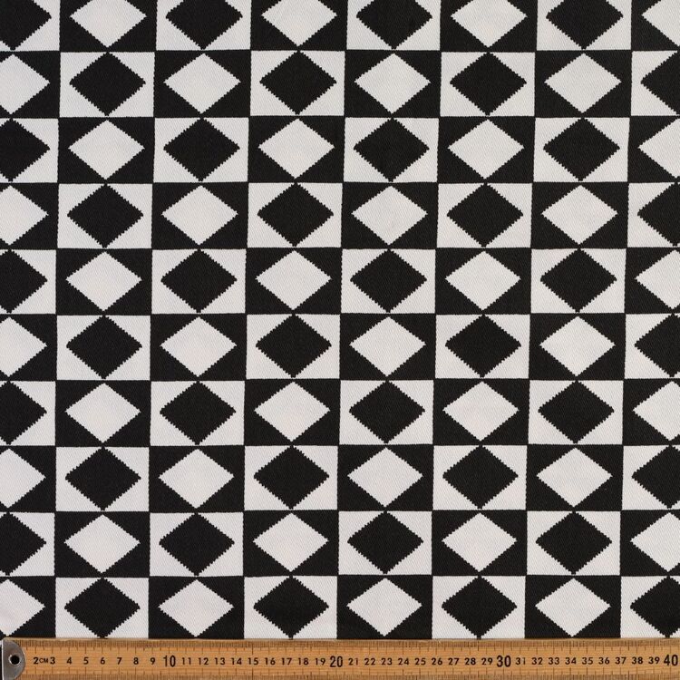 Monochromatic Geometric Diamond Printed 145 cm Suiting Fabric