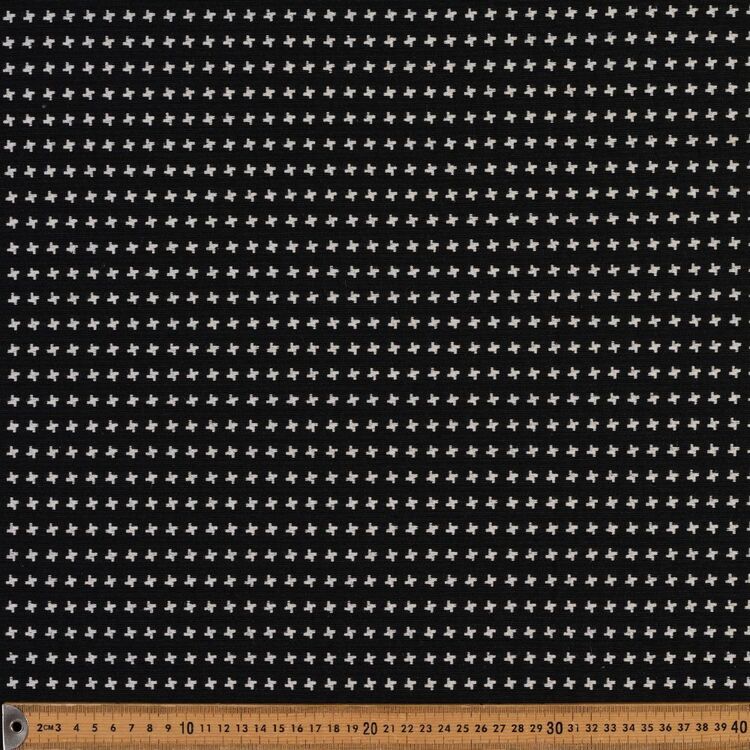 Monochromatic Geometric Cross Printed 145 cm Suiting Fabric Black & White 145 cm