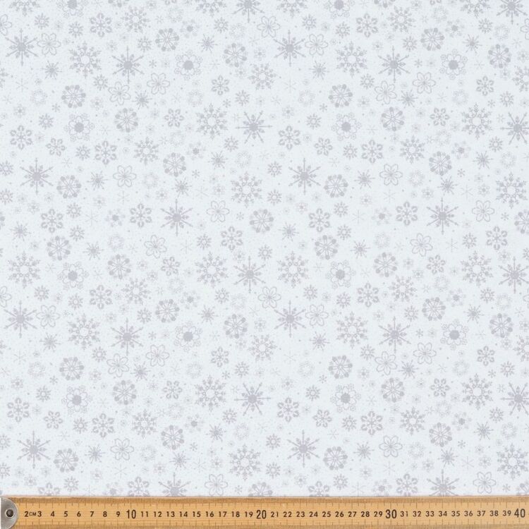 Glitter Christmas Snowflake Printed 112 cm Cotton Blender Fabric