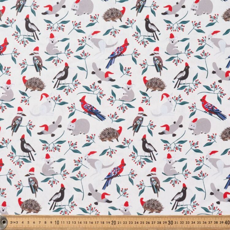 Jocelyn Proust Christmas Emu & All The Animals Printed 112 cm Cotton Fabric