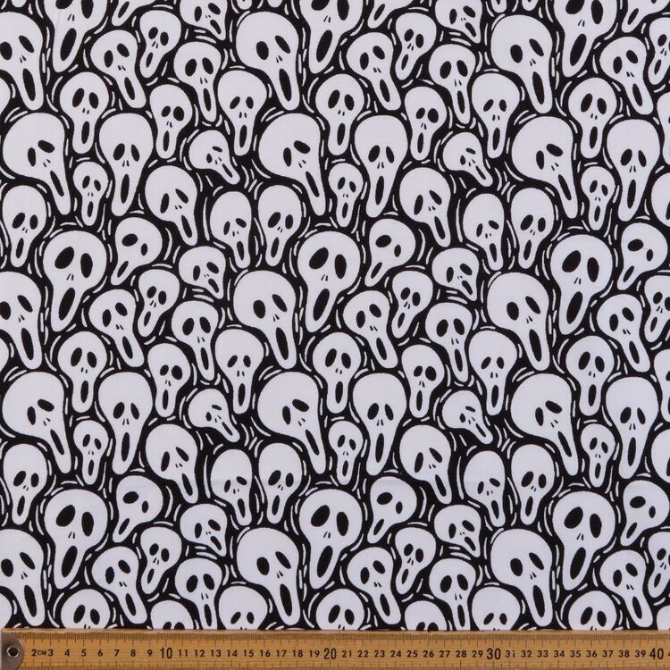 Halloween Screaming Skulls Printed 112 cm Cotton Fabric