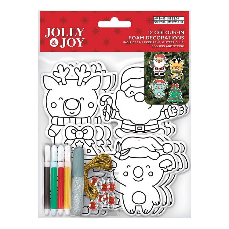 Jolly & Joy Colour In Foam Decor 12 Pack