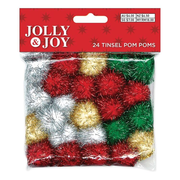Jolly & Joy Tinsel Pom Pom 24 Pack