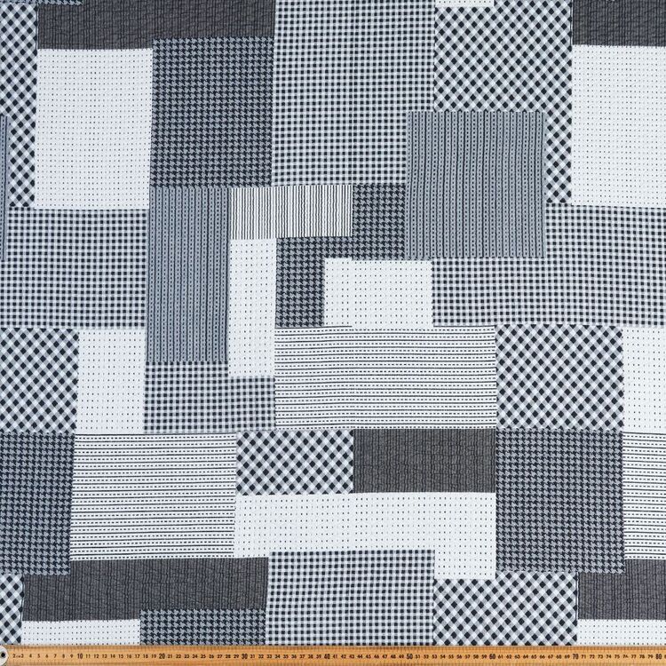 Gingham Check & Houndstooth Patch Printed 140 cm Suiting Fabric