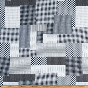 Gingham Check & Houndstooth Patch Printed 140 cm Suiting Fabric Black & White 140 cm