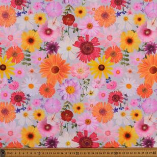 Pressed Flower Digital Printed 112 cm Cotton Linen Fabric Multicoloured 112 cm