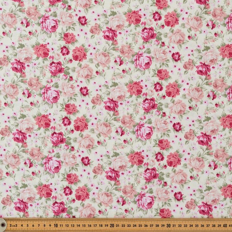 Rose & Hubble Shabby Chic Floral Printed 112 cm Cotton Fabric