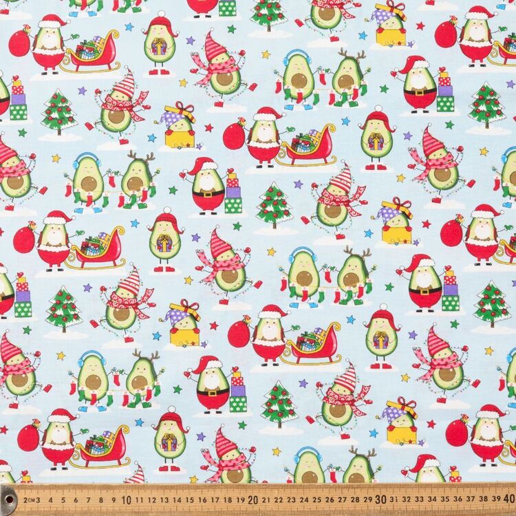Funny Christmas Avocados Printed 112 cm Cotton Fabric