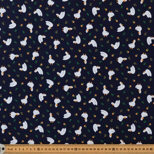 Rose & Hubble Geese Printed 112 cm Cotton Fabric Navy 112 cm