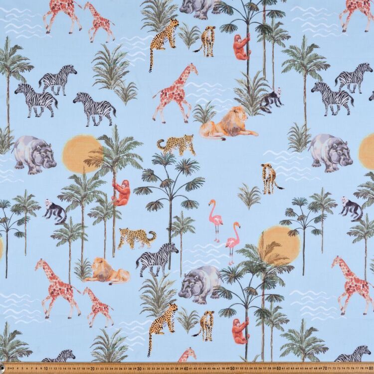 Jungle Printed 112 cm Organic Cotton Poplin Fabric