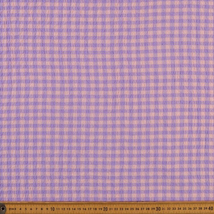 Small Gingham Check Printed 137 cm Cotton Seersucker Fabric