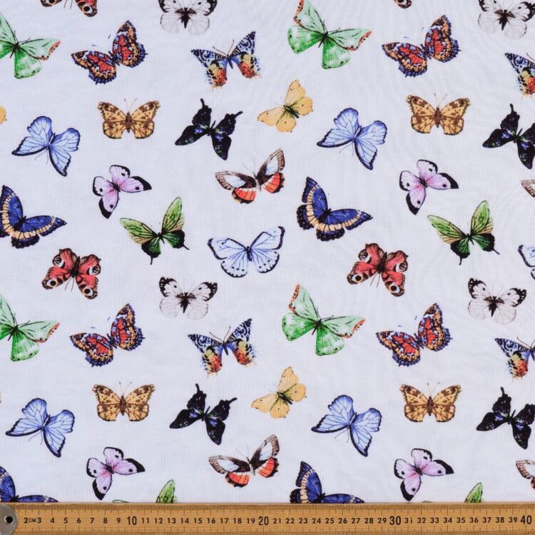 Butterfly Printed 148 cm Cotton Rayon French Terry Jersey Fabric