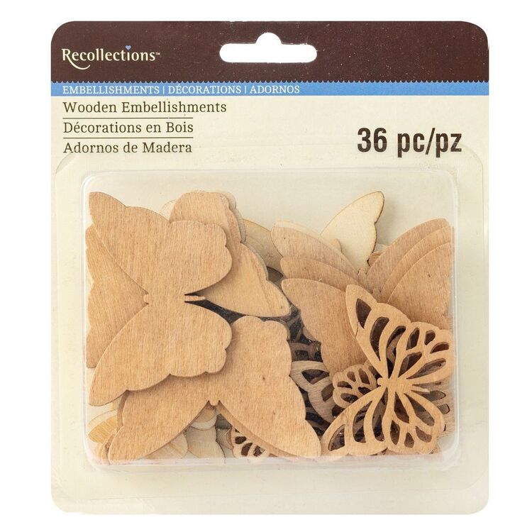 Recollections Butterfly Wood Embellishments Brown