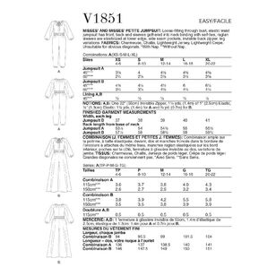 Vogue Sewing Pattern V1851 Misses' Jumpsuit X Small - X Large