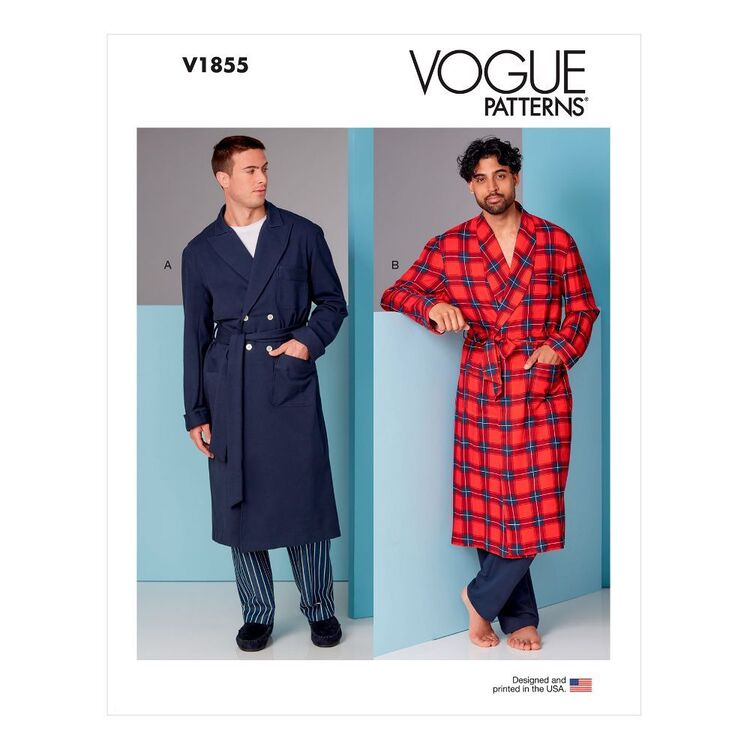 Vogue Sewing Pattern V1855 Men's Robe & Belt