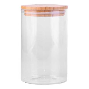 Seymours 1 L Glass Canister With Bamboo Lid Clear 1 L