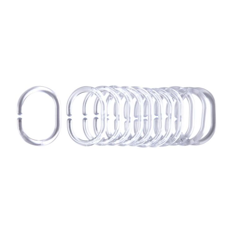 White Home Clear Shower Curtain Hooks 12 Pack