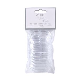 White Home Clear Shower Curtain Hooks 12 Pack Clear
