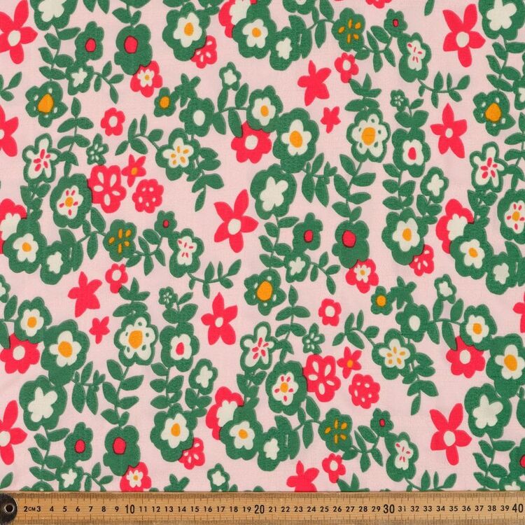 On The Farm Flowers Printed 142 cm Seersucker Crepe Fabric