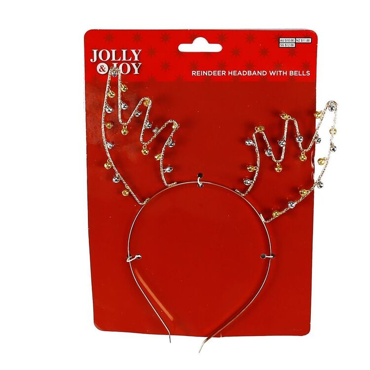 Jolly & Joy Christmas Metallic Reindeer Bell Headband