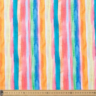 Paint Stripe Printed 112 cm Cotton Linen Fabric Multicoloured 112 cm