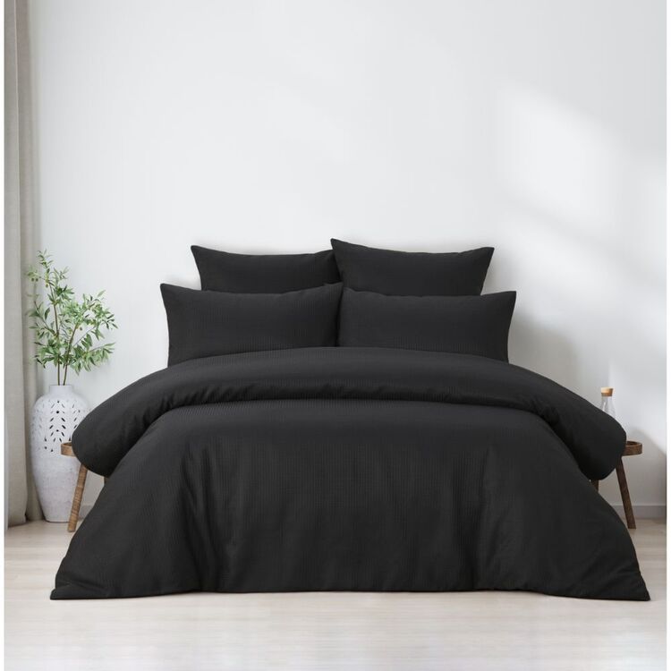 Mode Taylor Waffle Quilt Cover Set Charcoal