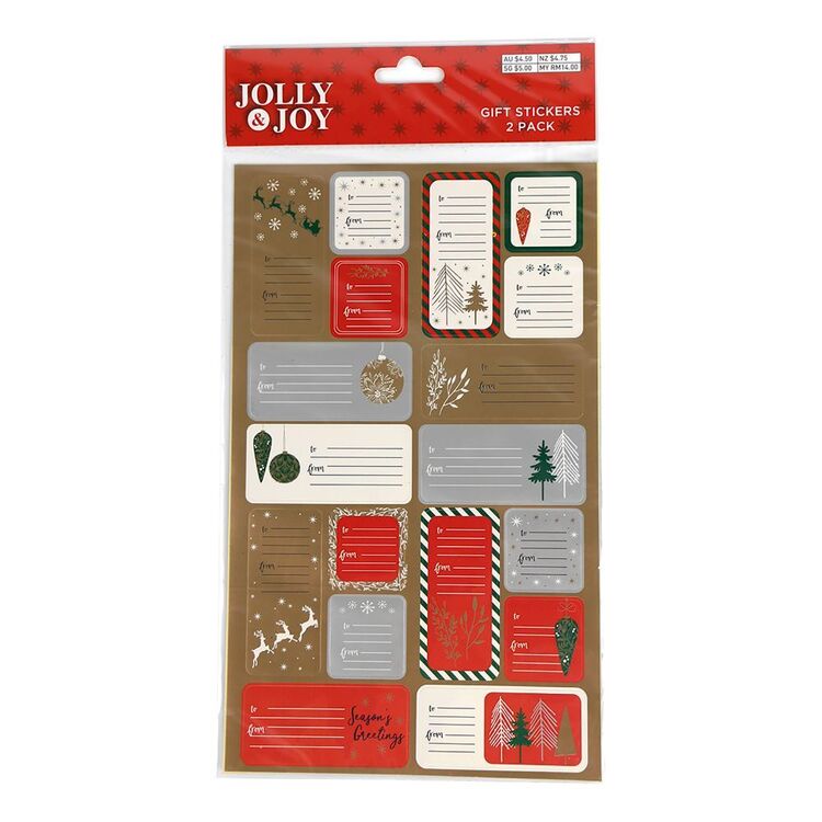 Jolly & Joy Traditional Christmas Gift Sticker 2 Pack