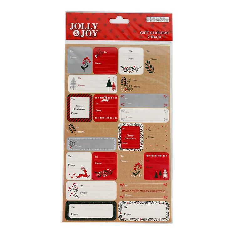 Jolly & Joy Classic Christmas Gift Sticker 2 Pack