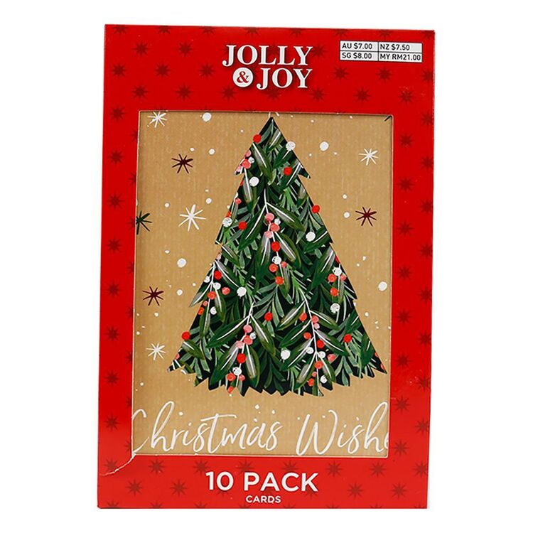 Jolly & Joy Christmas Wishes Christmas Cards 10 Pack
