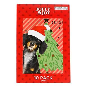 Jolly & Joy Dog Christmas Cards 10 Pack Multicoloured 12 x 18 cm