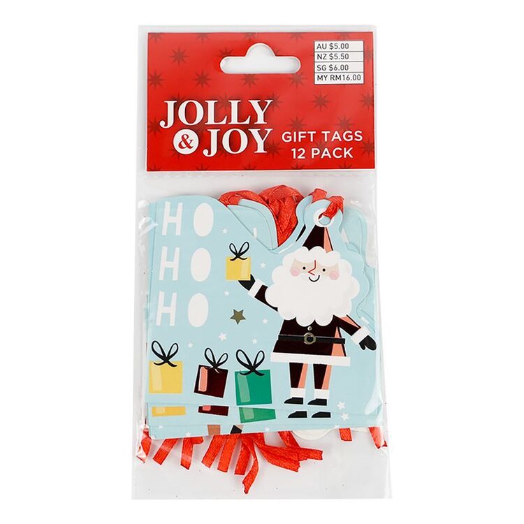 Jolly & Joy Cartoon Santa Gift Tag 12 Pack