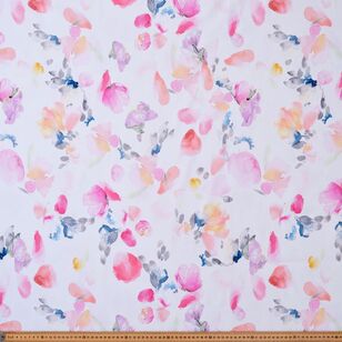 Painterly Blooms Printed 127 cm Cotton Elastane Sateen Fabric Multicoloured 127 cm