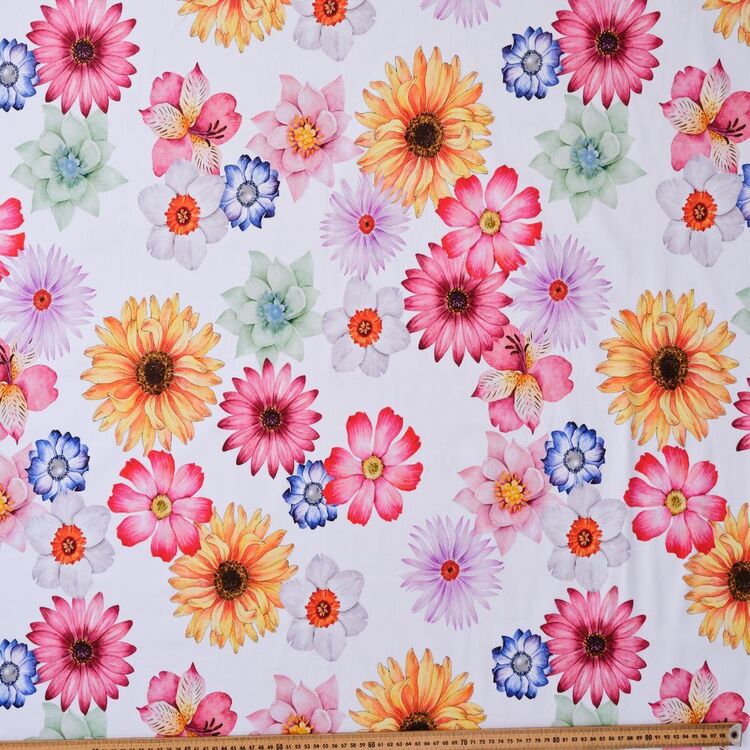 Pressed Florals Printed 127 cm Cotton Elastane Sateen Fabric
