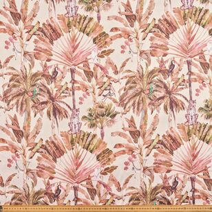 Palm Printed 110 cm Japanese Satin Fabric Multicoloured 110 cm
