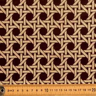 Rattan Printed 110 cm Polyester Japanese Silk Fabric Black & Gold 110 cm