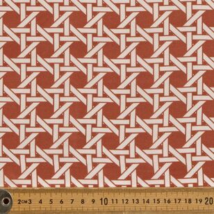 Rattan Printed 110 cm Polyester Japanese Silk Fabric Tan & White 110 cm