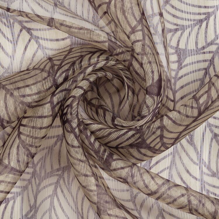 Leaves Printed 137 cm Organza Fabric Multicoloured 137 cm