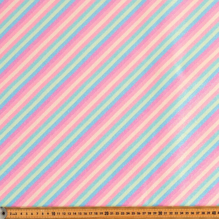 Rainbow Printed 135 cm Shine Glitter Polyurethane Vinyl Fabric