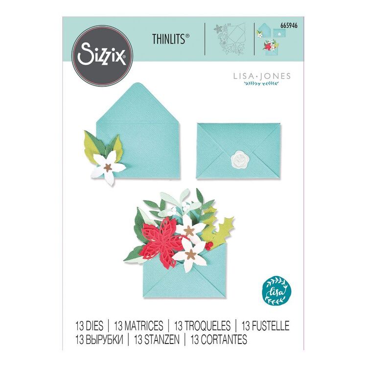 Sizzix Thinlits By Lisa Jones Festive Envelope 13 Pack