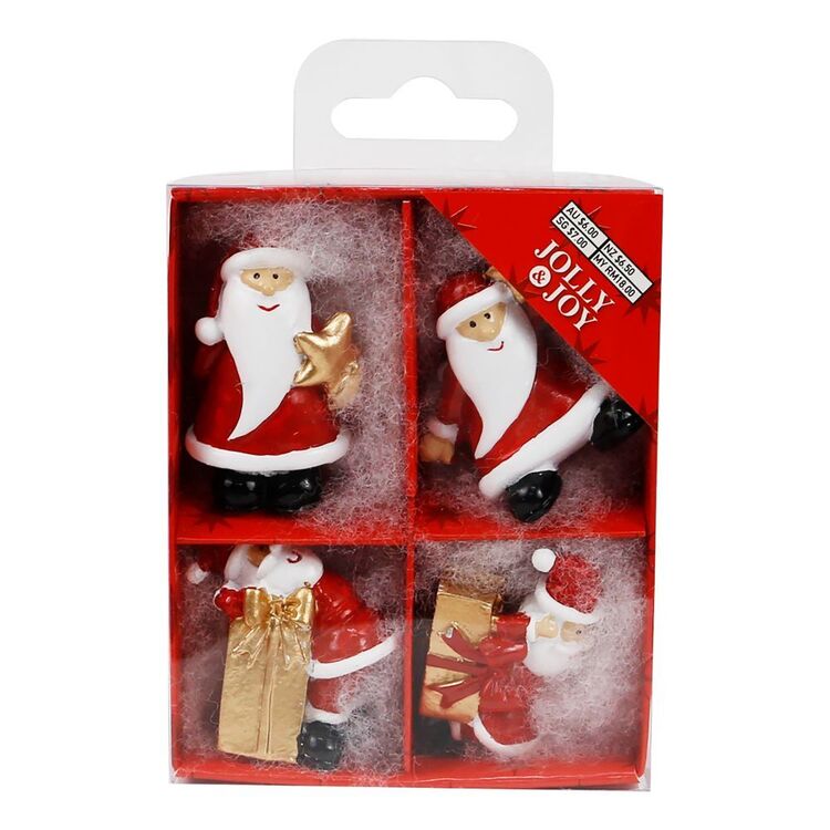 Jolly & Joy Santa Decoration 4 Pack